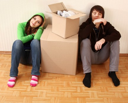 Packed moving boxes prepared for house removals in Barnes