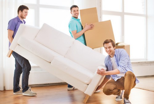 Business relocation and removals in Barnes with office equipment and boxes